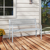 50 Inches Outdoor Garden Bench with Geometric Lattice Backrest and Slatted Seat
