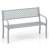 50 Inches Outdoor Garden Bench with Geometric Lattice Backrest and Slatted Seat