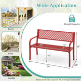 50 Inches Outdoor Garden Bench with Geometric Lattice Backrest and Slatted Seat