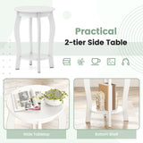 Set of 2 15 Inch 2-Tier Round End Table with Storage Shelf
