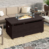 Propane Fire Pit Table 50000 BTU Gas Firepit with Removable Lid and Tempered Glass Wind Guard for Patio