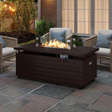 Propane Fire Pit Table 50000 BTU Gas Firepit with Removable Lid and Tempered Glass Wind Guard for Patio