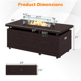 Propane Fire Pit Table 50000 BTU Gas Firepit with Removable Lid and Tempered Glass Wind Guard for Patio