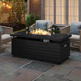 Propane Fire Pit Table 50000 BTU Gas Firepit with Removable Lid and Tempered Glass Wind Guard for Patio