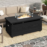 Propane Fire Pit Table 50000 BTU Gas Firepit with Removable Lid and Tempered Glass Wind Guard for Patio