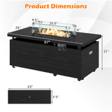 Propane Fire Pit Table 50000 BTU Gas Firepit with Removable Lid and Tempered Glass Wind Guard for Patio