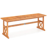 51 Inches Outdoor Acacia Wood Bench with Slatted Seat and 800 lbs Weight Capacity