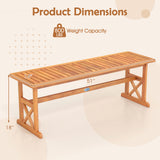 51 Inches Outdoor Acacia Wood Bench with Slatted Seat and 800 lbs Weight Capacity