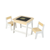 3-Piece Kid's Room Bundle: Twin Size Wooden House Bed + Kid's Table and Chairs Set + Kids 2-Shelf Bookcase