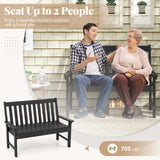 52 Inch All-Weather HDPE Outdoor Bench with Backrest and Armrests