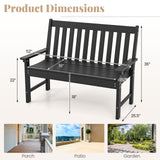 52 Inch All-Weather HDPE Outdoor Bench with Backrest and Armrests