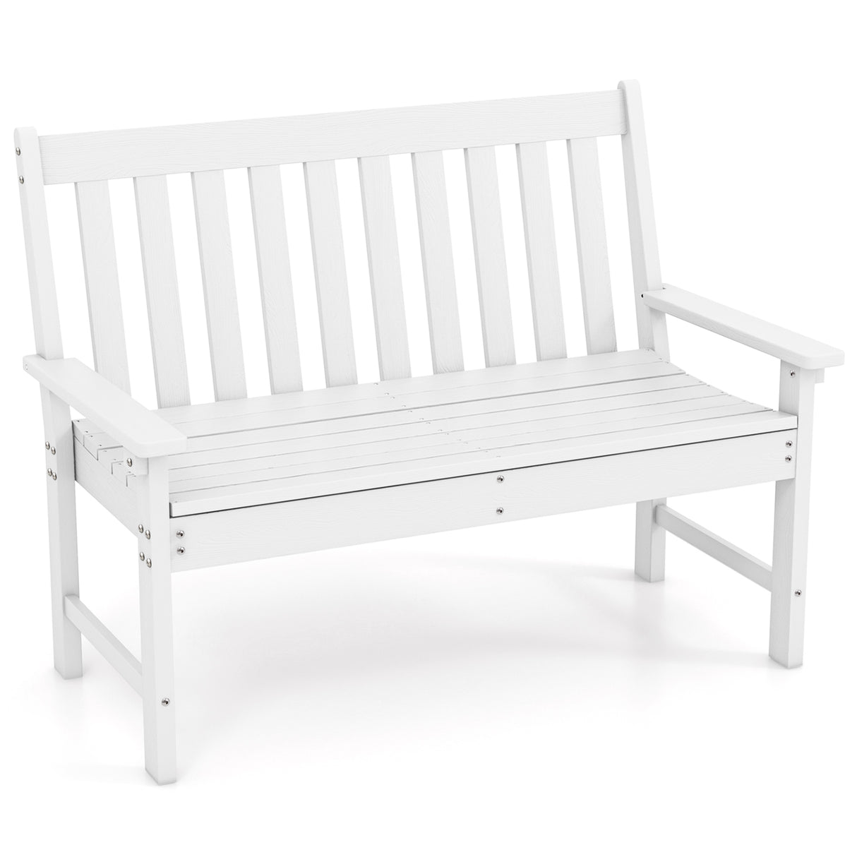 52 Inch All-Weather HDPE Outdoor Bench with Backrest and Armrests