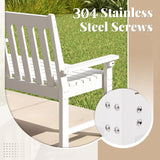 52 Inch All-Weather HDPE Outdoor Bench with Backrest and Armrests