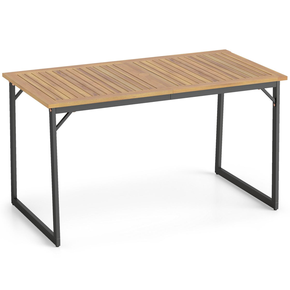 53" Acacia Wood Patio Dining Table with 1.97" Umbrella Hole for 6