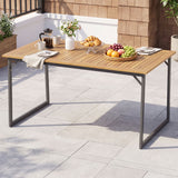 59" Acacia Wood Patio Dining Table for 6 with 1.97" Umbrella Hole