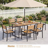59" Acacia Wood Patio Dining Table for 6 with 1.97" Umbrella Hole