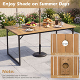 59" Acacia Wood Patio Dining Table for 6 with 1.97" Umbrella Hole