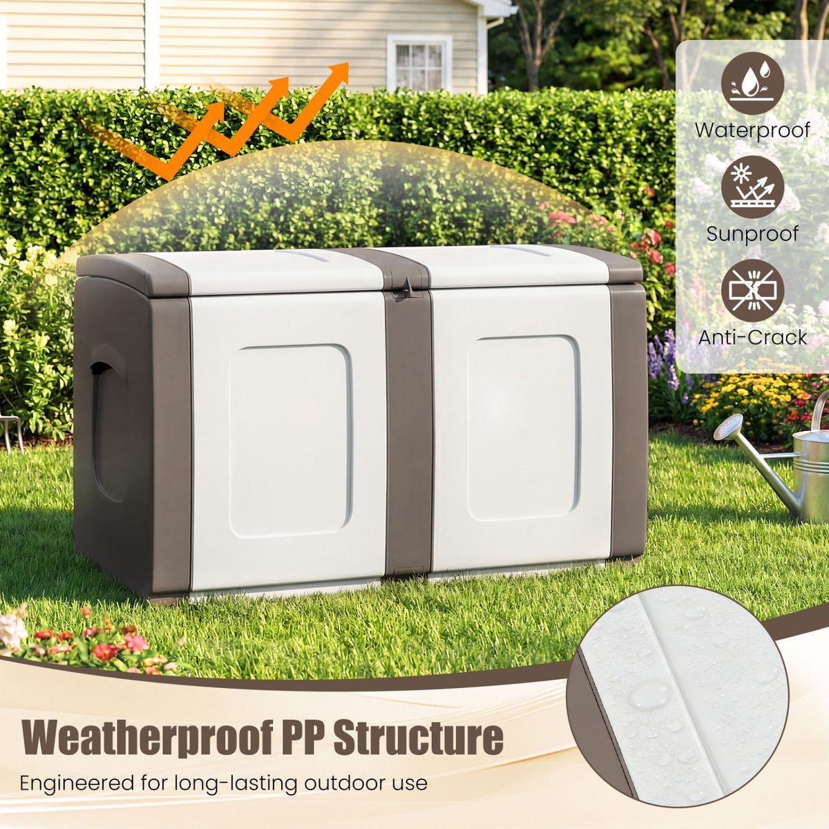 Patio Container with Lockable Lid  for Packages and Garden