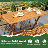 54.5 Inch x 27.5 Inch  Patio Dining Table with Teak Painting and Umbrella Hole