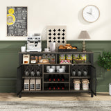 55-Inch Buffet Sideboard with 8-Bottle Wine Racks and Wine Glass Holders