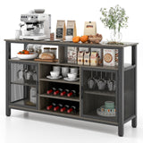 55-Inch Buffet Sideboard with 8-Bottle Wine Racks and Wine Glass Holders