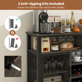 55-Inch Buffet Sideboard with 8-Bottle Wine Racks and Wine Glass Holders