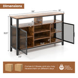 55-Inch Buffet Sideboard with 8-Bottle Wine Racks and Wine Glass Holders