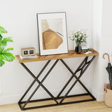 55 Inch Console Table with Solid Metal Frame and Storage-Wood