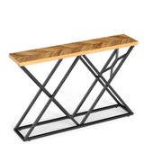 55 Inch Console Table with Solid Metal Frame and Storage-Wood