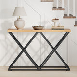 55 Inch Console Table with Solid Metal Frame and Storage-Wood
