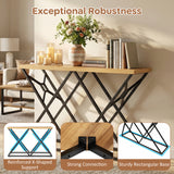 55 Inch Console Table with Solid Metal Frame and Storage-Wood