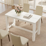 55 Inch Rectangular Farmhouse Kitchen Table for 4-6 People-White