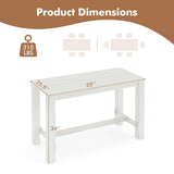 55 Inch Rectangular Farmhouse Kitchen Table for 4-6 People-White