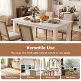 55 Inch Rectangular Farmhouse Kitchen Table for 4-6 People-White