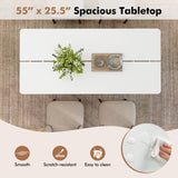 55 Inch Rectangular Farmhouse Kitchen Table for 4-6 People-White