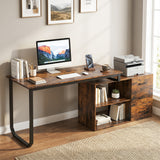 Reversible L Shaped Desk with 3 Drawers Home Office Desk with Adjustable Shelf