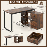 Reversible L Shaped Desk with 3 Drawers Home Office Desk with Adjustable Shelf