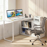 Reversible L Shaped Desk with 3 Drawers Home Office Desk with Adjustable Shelf