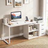 Reversible L Shaped Desk with 3 Drawers Home Office Desk with Adjustable Shelf