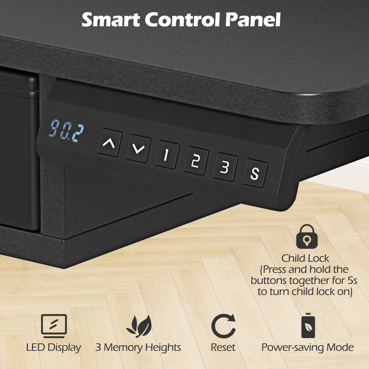 55 Inch x 27 Inch Electric Standing Desk with Drawers
