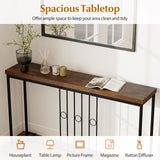 55" Industrial Console Table with H-Shaped Base-Brown