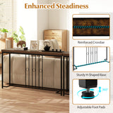 55" Industrial Console Table with H-Shaped Base-Brown