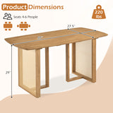 55" Solid Rubber Wood Dining Table Set for 4 People with Rounded Edges-Natural