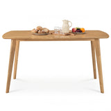 55" Solid Wood Dining Table for 4-6 People with Rounded Edges-Natural
