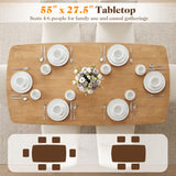 55" Solid Wood Dining Table for 4-6 People with Rounded Edges-Natural