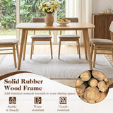 55" Solid Wood Dining Table for 4-6 People with Rounded Edges-Natural