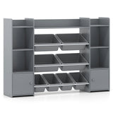 56 inch Large Toy Storage Organizer with 8 Removable Bins and Bookshelf