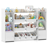 56 inch Large Toy Storage Organizer with 8 Removable Bins and Bookshelf