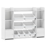 56 inch Large Toy Storage Organizer with 8 Removable Bins and Bookshelf