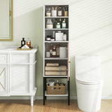 57 Inch Bathroom Tall Cabinet with 1 Door and 4 Shelves Narrow Storage Unit